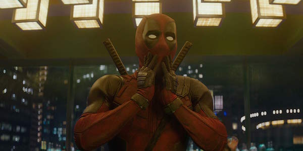 Masked Wade Wilson looking surprised in Deadpool 2