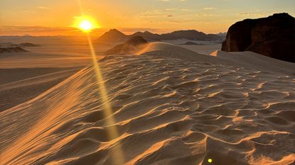 Sunset over the Sahara Desert in southern Algeria