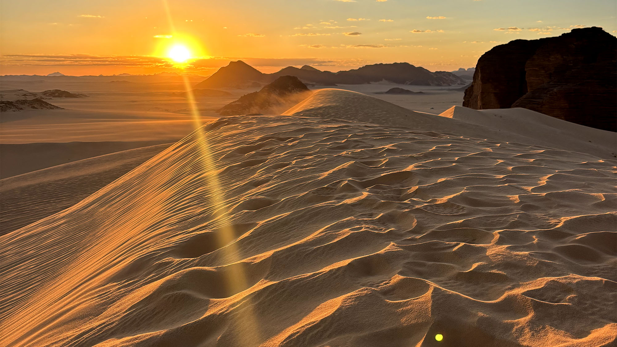 Sunset over the Sahara Desert in southern Algeria