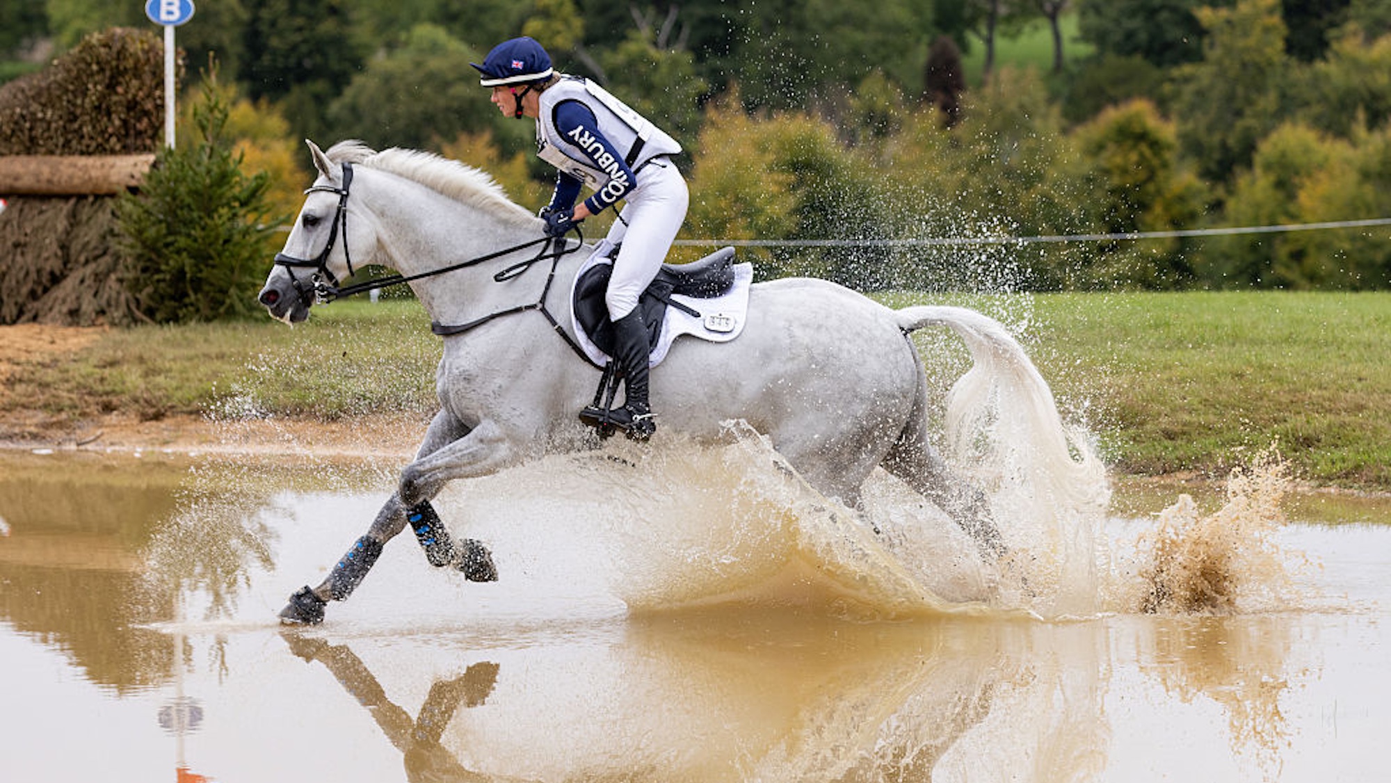 Training horse to canter through water