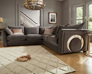 Grey and brown leather living deals room