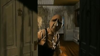 A puppet character answers a door in The Dark Eye