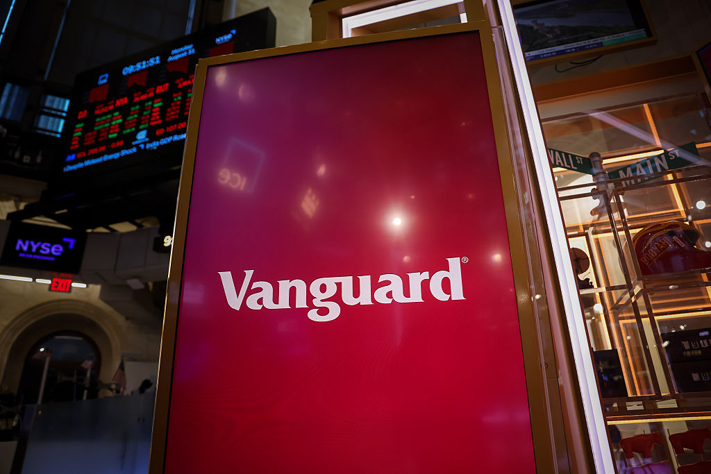 Vanguard Group signage on the floor at the New York Stock Exchange (NYSE) in New York, US, on Monday, Aug. 31, 2026.