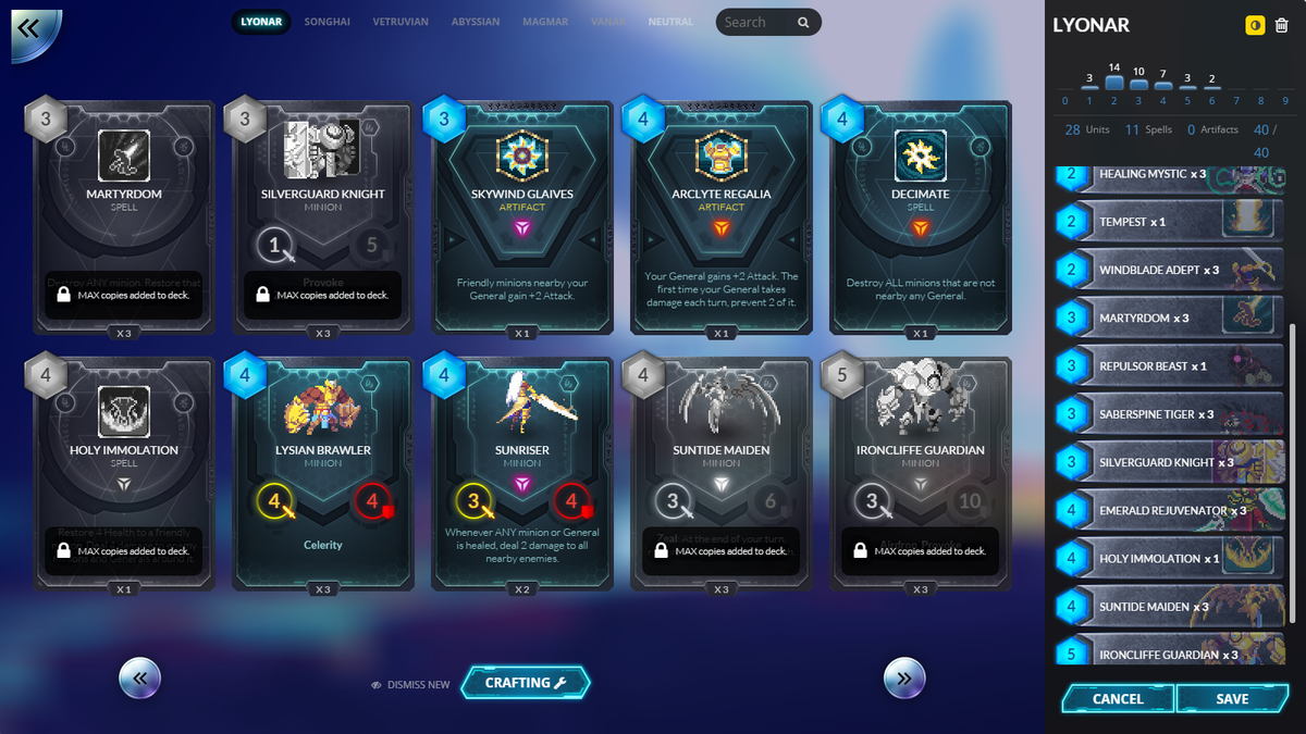 The deck building screen isn't as fancy looking as the rest of the game, but it's easy to navigate and sort through.