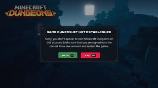 Minecraft Dungeons Game Ownership Error