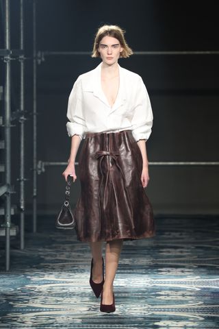 Milan fashion week AW25 trends brown leather