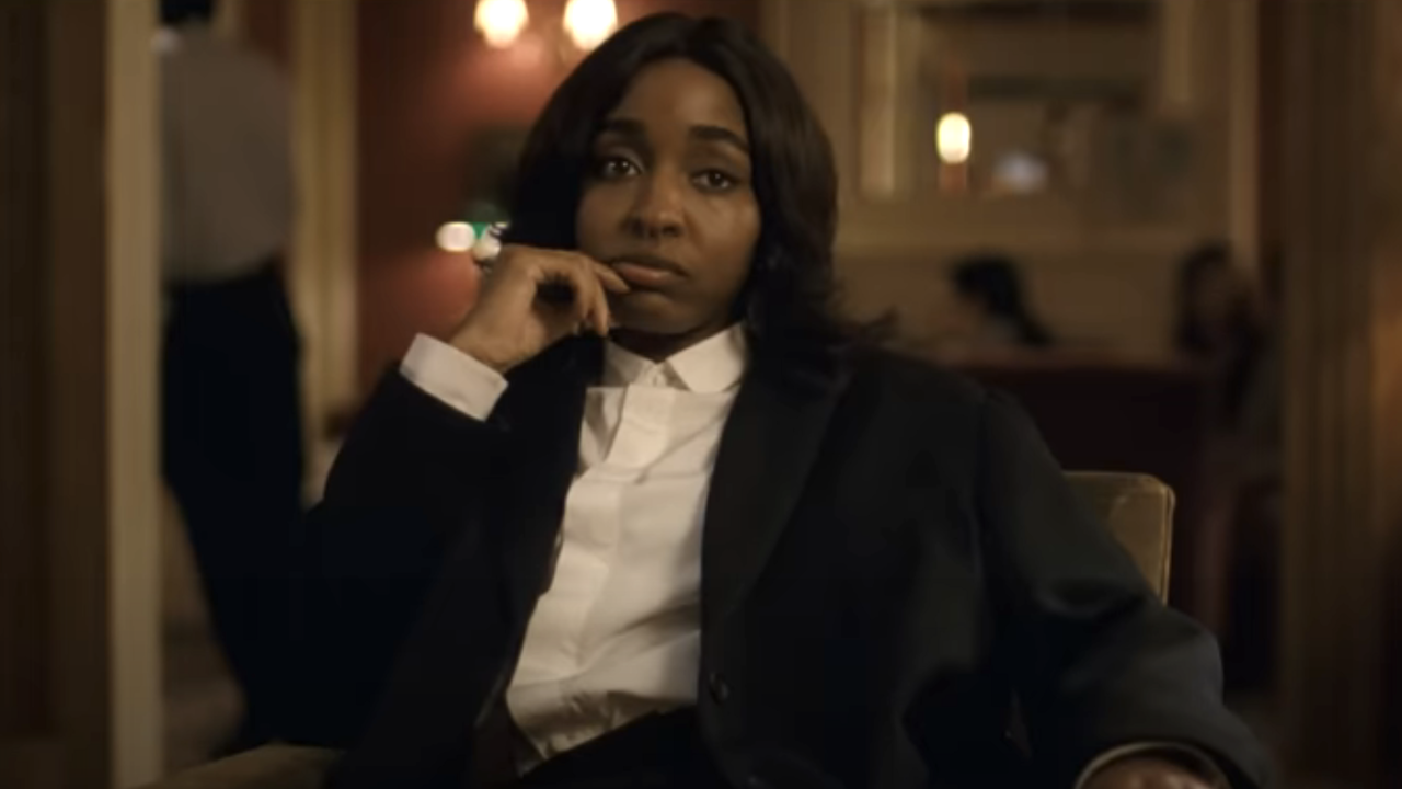 Ayo Edebiri in a suit in After the Hunt