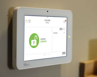 the screen of a home security system