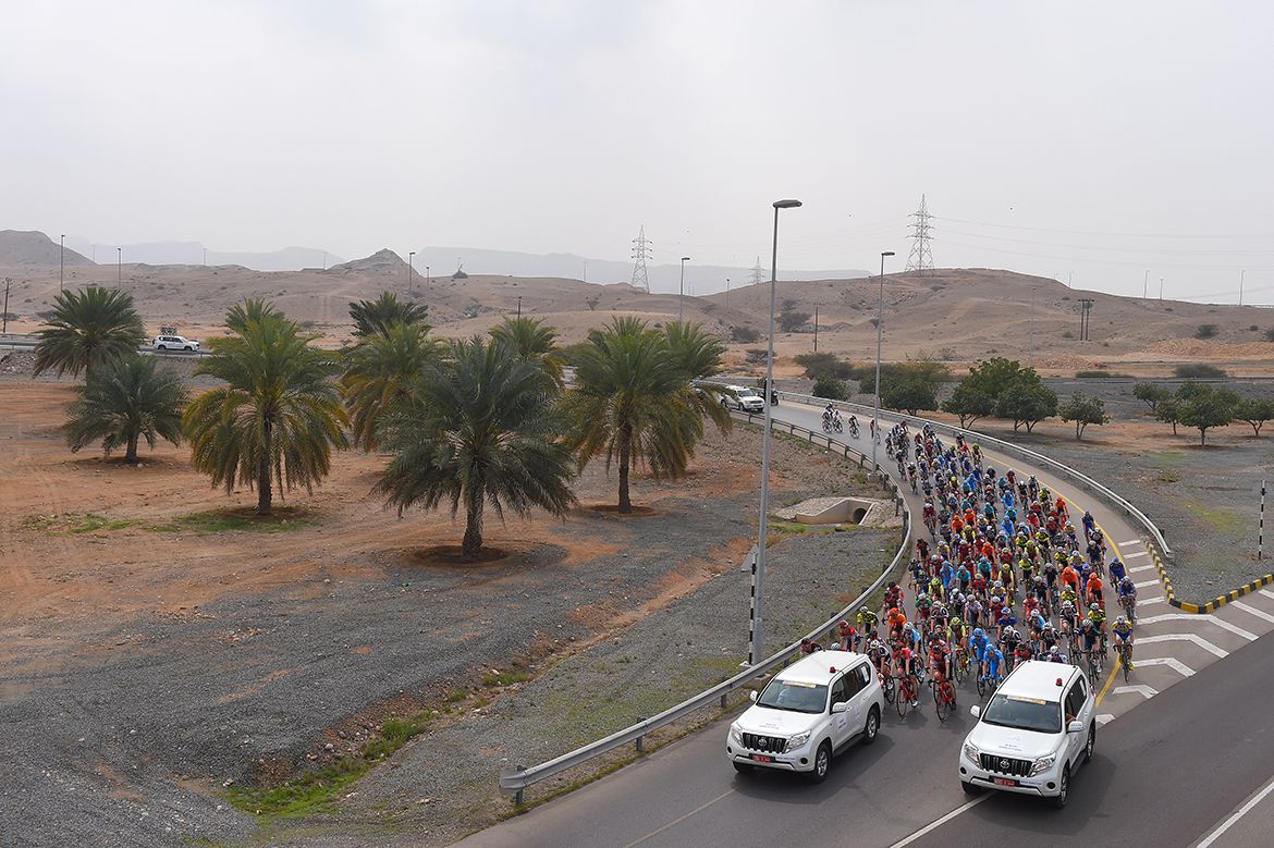The peloton passes through the neutral zone