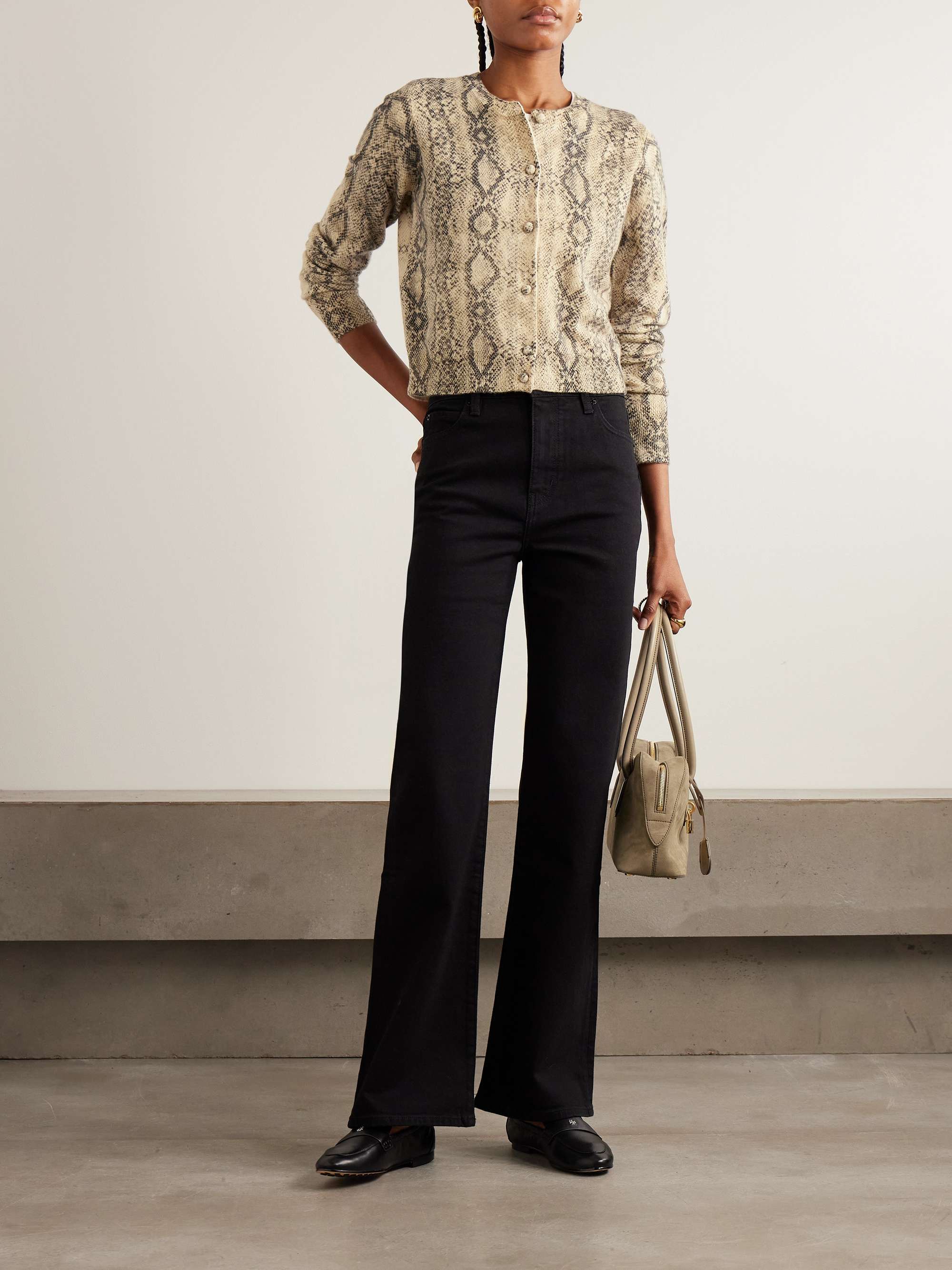 Snake-Print Cashmere Cardigan