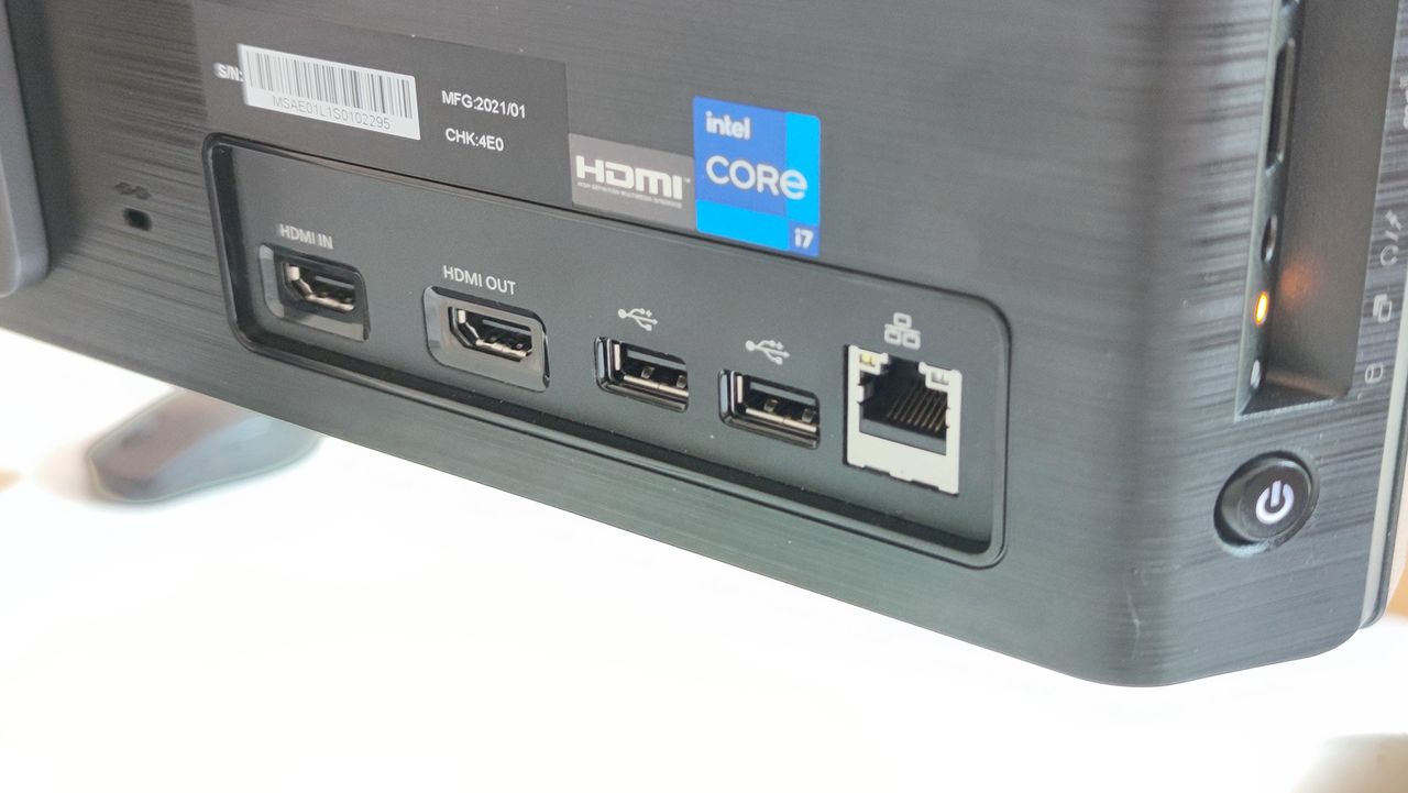 A photograph of the MSI Modern AM241's rear ports