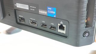 A photograph of the MSI Modern AM241's rear ports