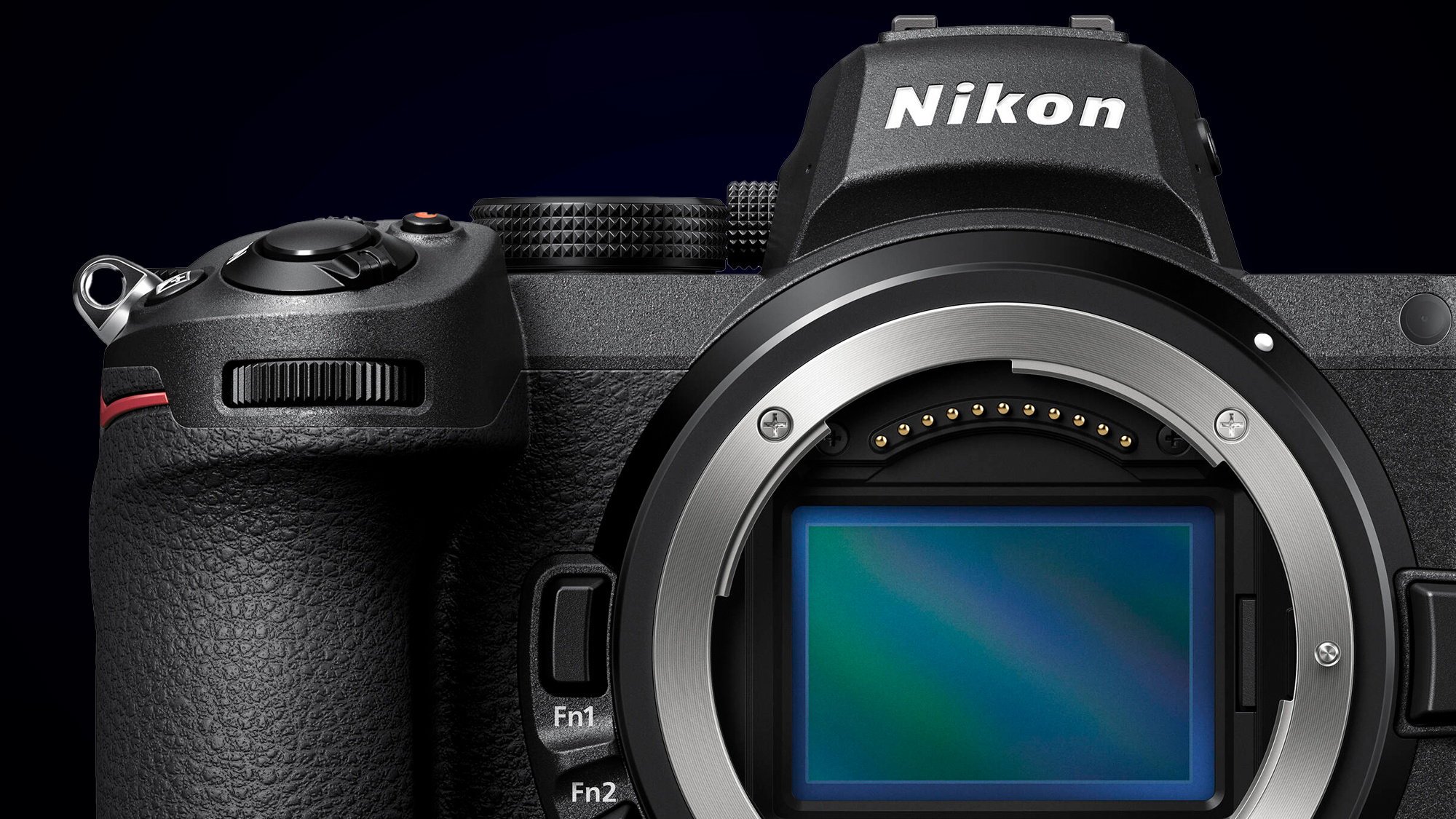 The Nikon Z5 camera on a black background