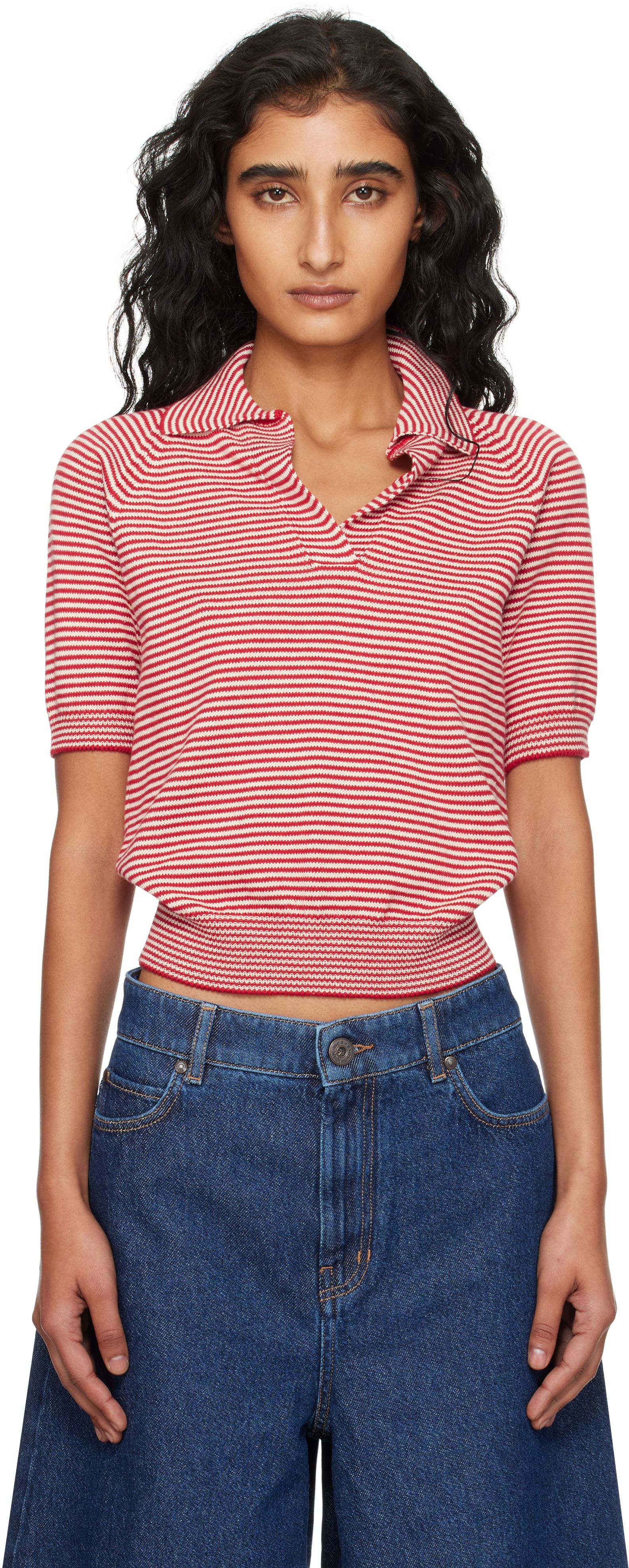 Red & Off-White Junior Polo