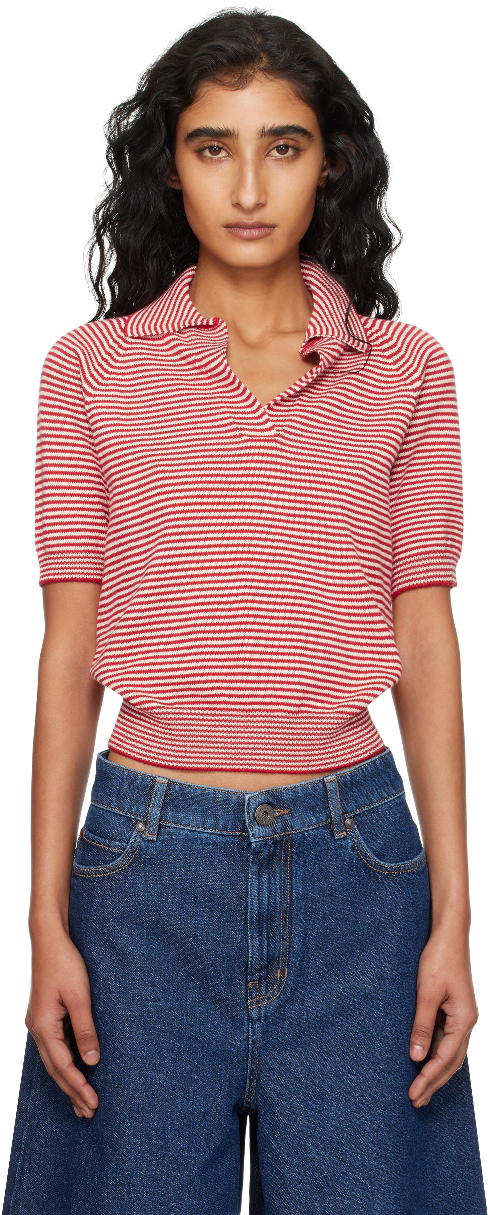 Red & Off-White Junior Polo