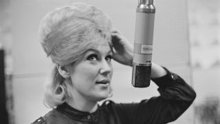English singer and record producer Dusty Springfield (1939 - 1999) recording her first solo single 'I Only Want to Be with You' at Olympic Studios, London, UK, 22nd October 1963.
