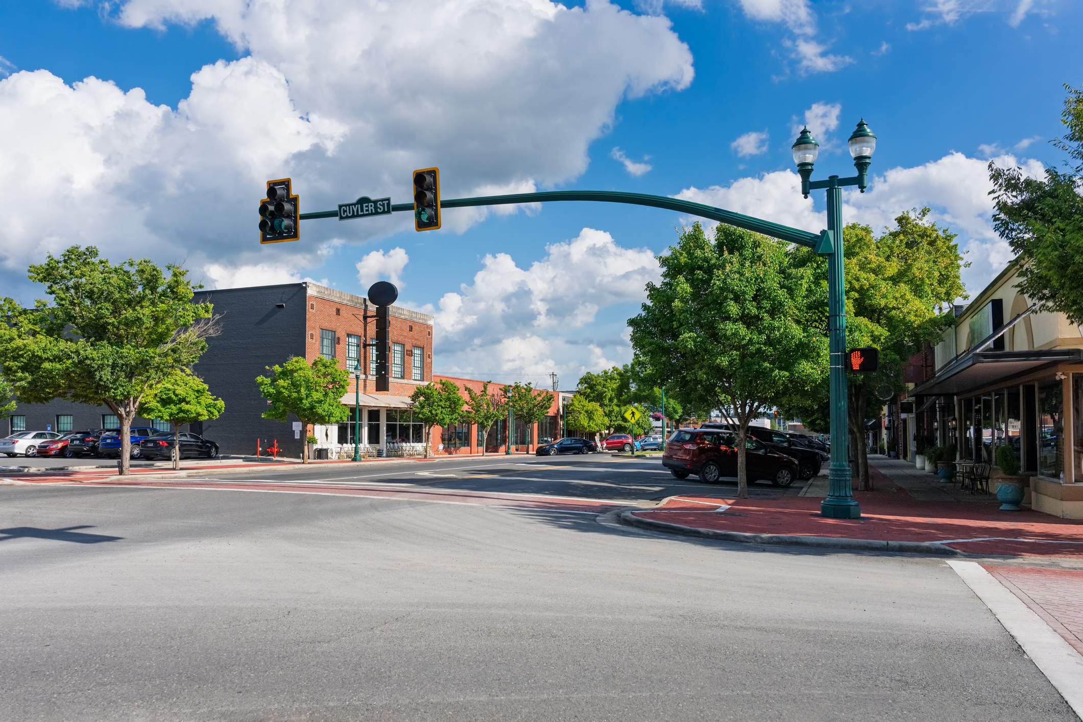 A main street in a small rural town in the USA, Dalton, Georgia, USA. Image taken on June 8 , 2025