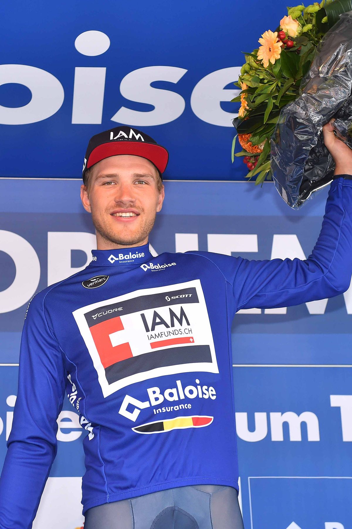 Matthias Br&auml;ndle (IAM Cycling) in the points jersey at Tour of Belgium
