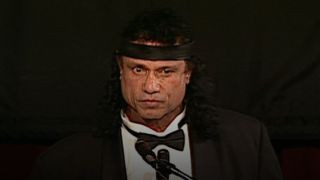 Jimmy Snuka giving speech at WWE Hall of Fame induction