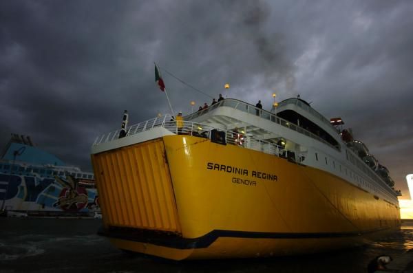 All aboard! The ferry responsible for the team's safe passage to Sardegna