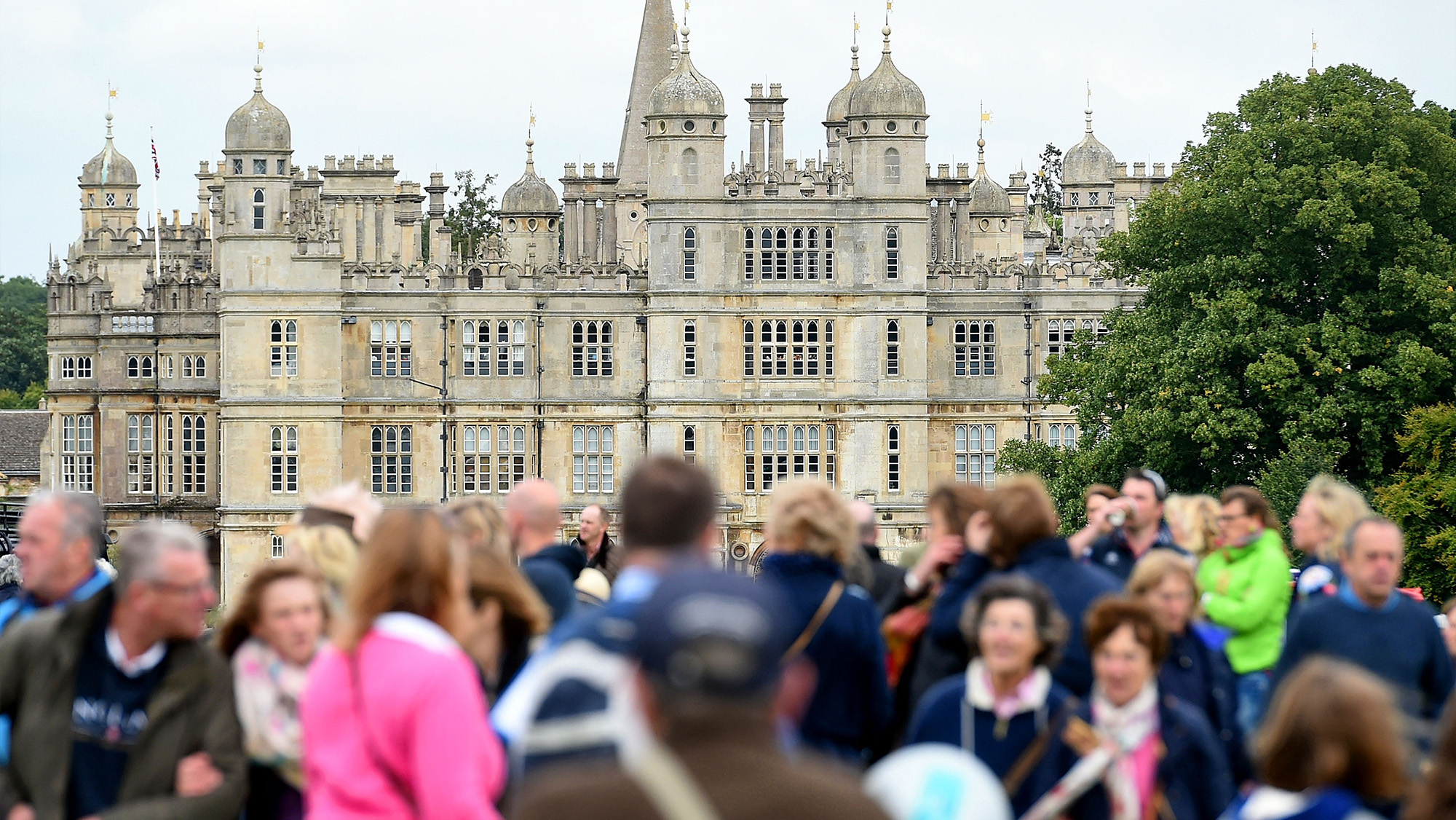 Crowds in front of Burghley House at Burghley Horse Trials