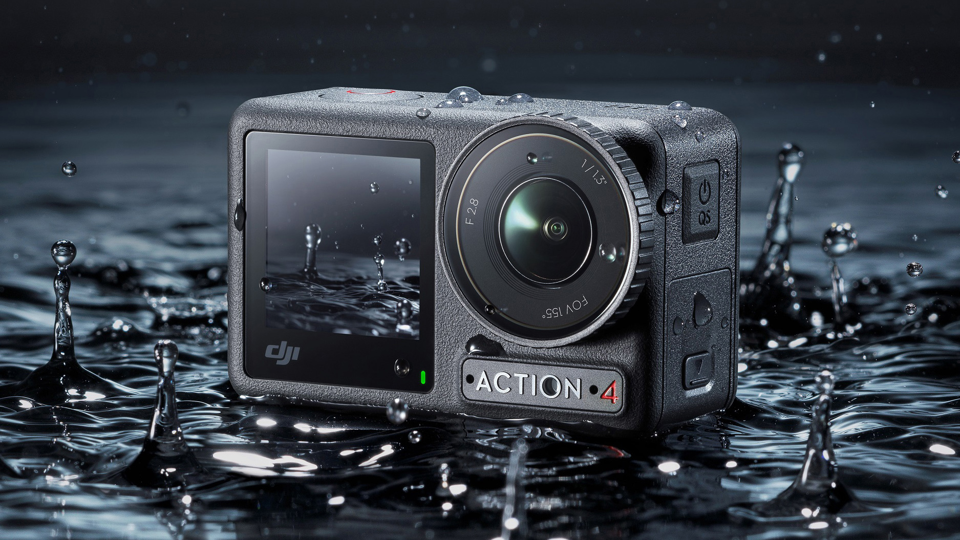 DJI Osmo Action 4 action camera gets splashed with water