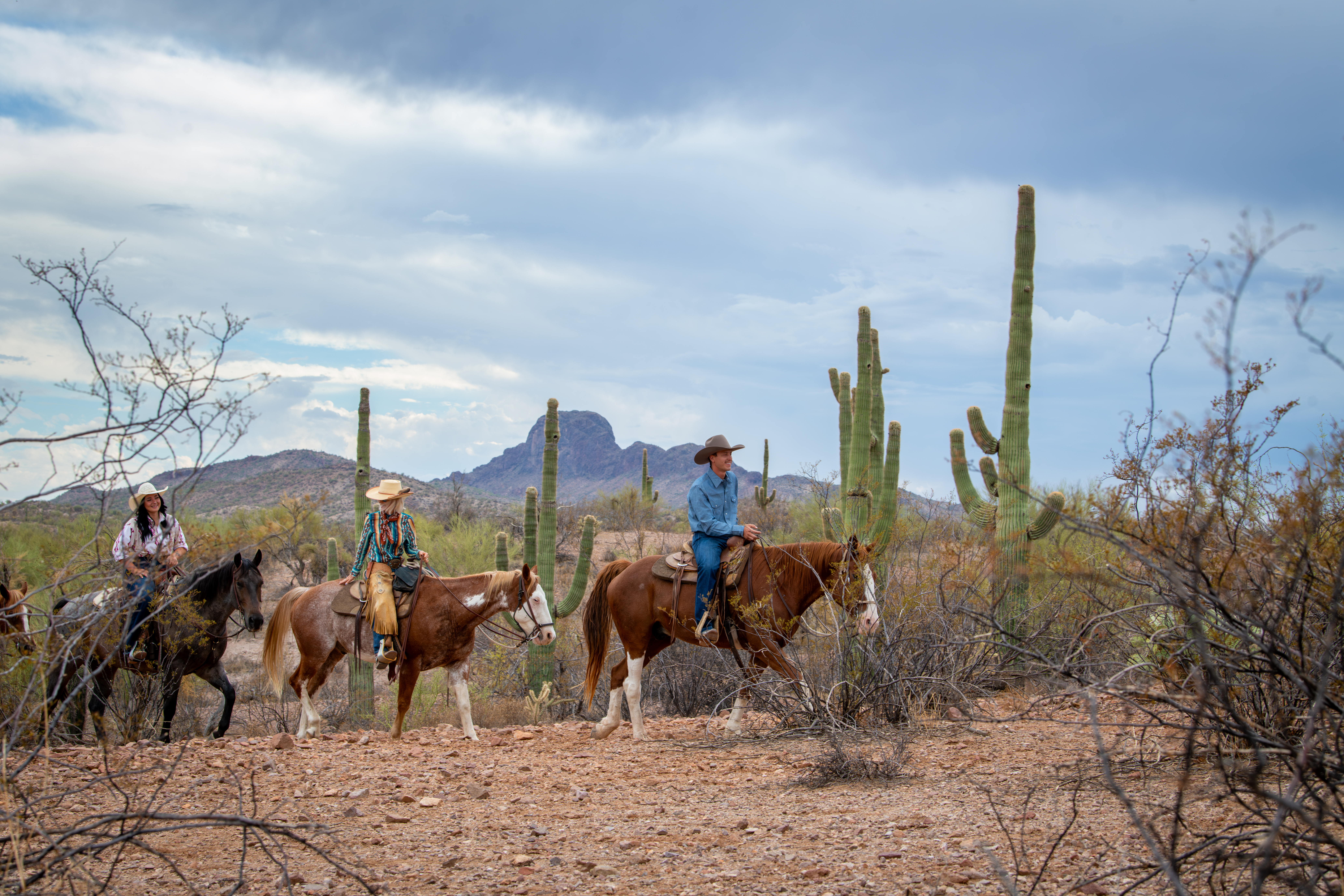 Guests ride horses at Rancho de los Caballeros in Arizona