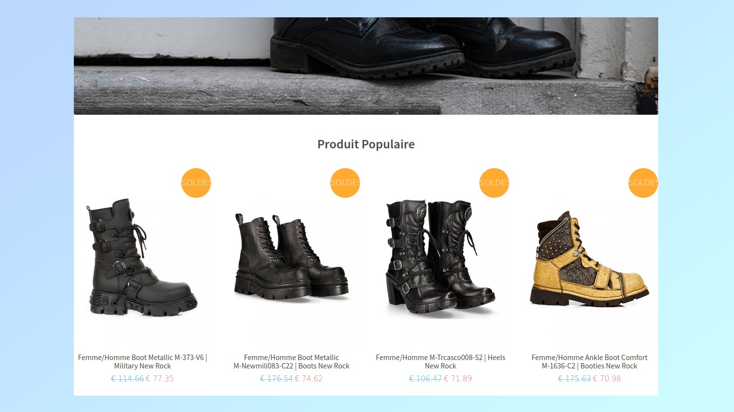 A screenshot of fake online store selling shoes at a heavily discounted price