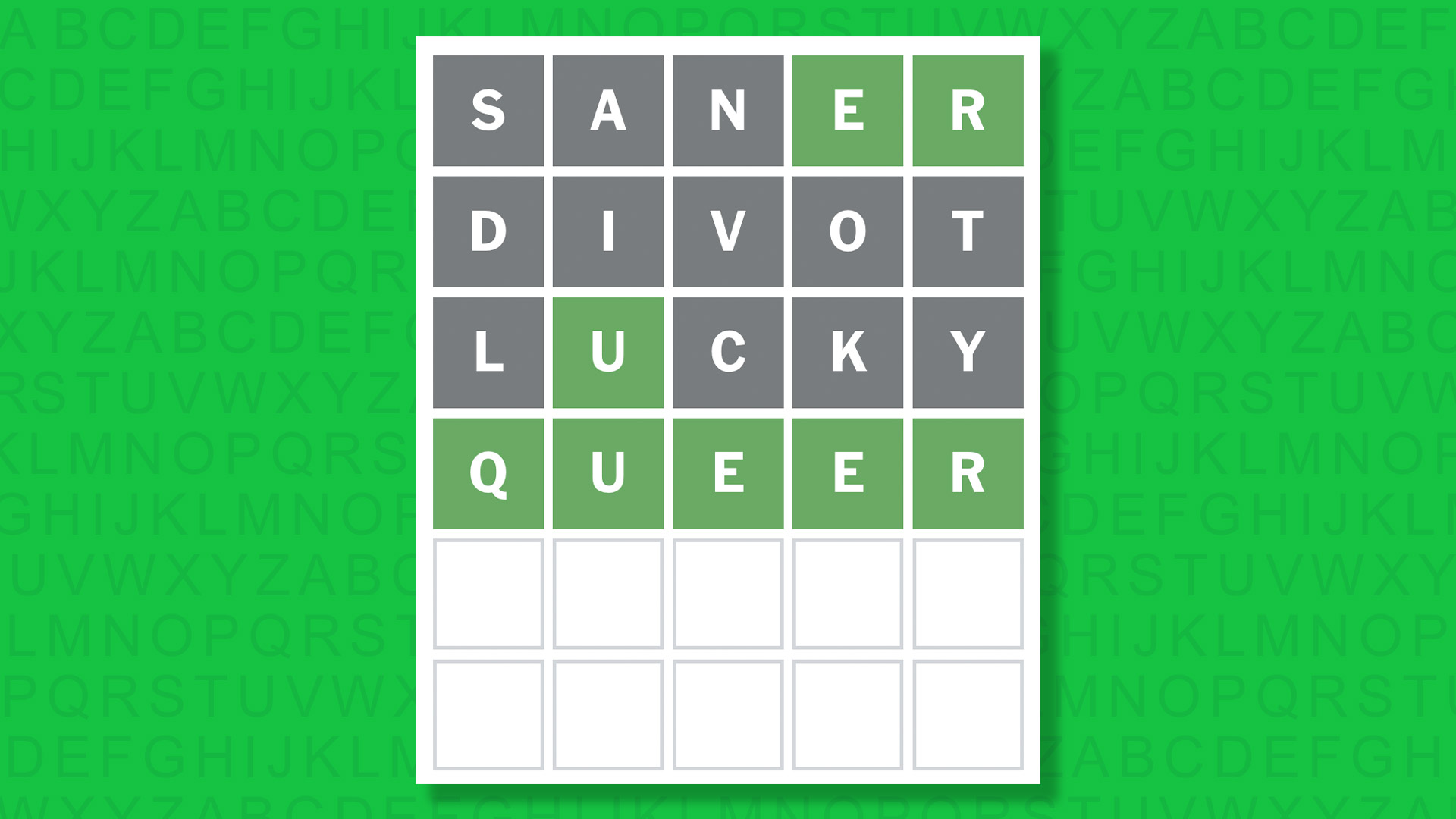 NYT Wordle answer for game 1831 on a green background