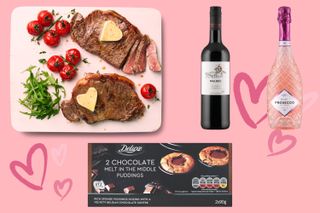A collage of Lidl's Valentines food and drink
