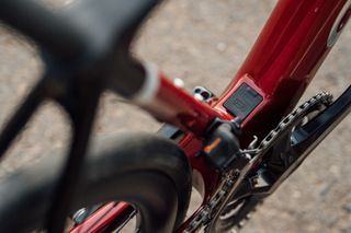 Image shows detail of Orbea Gain e-road bike