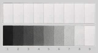 Tonal values: Shading scale moving from dark to light