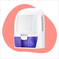 The best dehumidifier under £100 as tried and tested by the Ideal Home team on a pink background