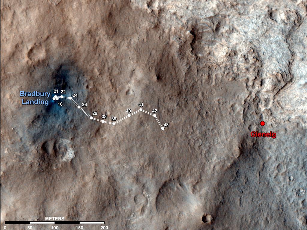 Curiosity Traverse Map Through Sol 43