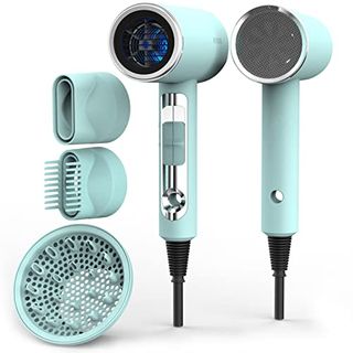 Funtin Hair Dryer Blow Dryer With Diffuser Brush Comb 1800w Full Accessories for Women Professional Tifunny Blue