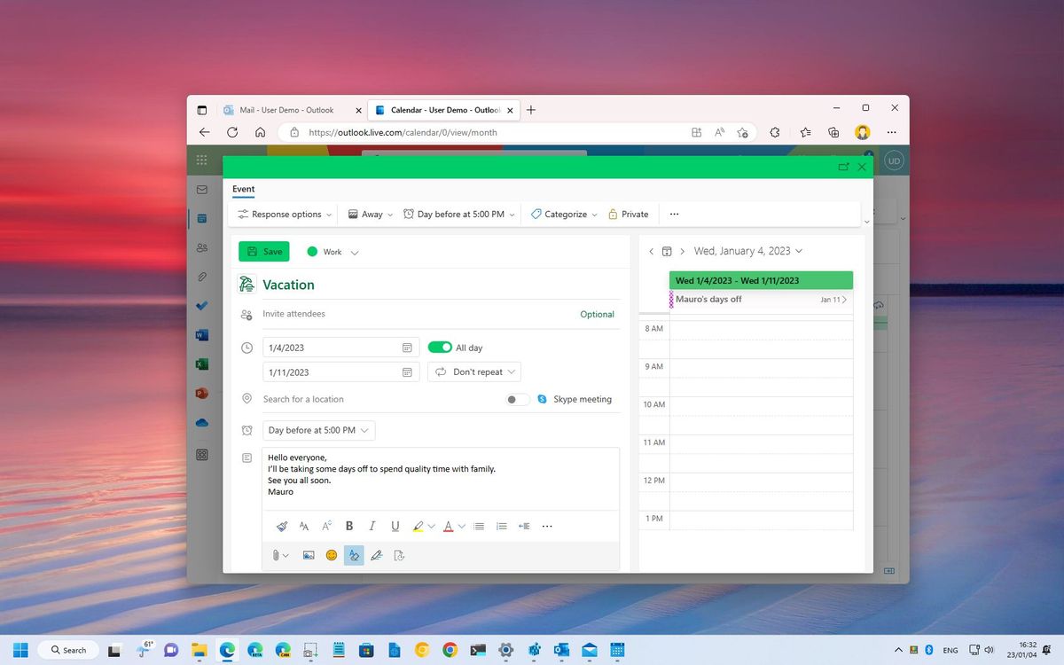 How to create an Outlook 'Out of Office' calendar entry | Windows Central