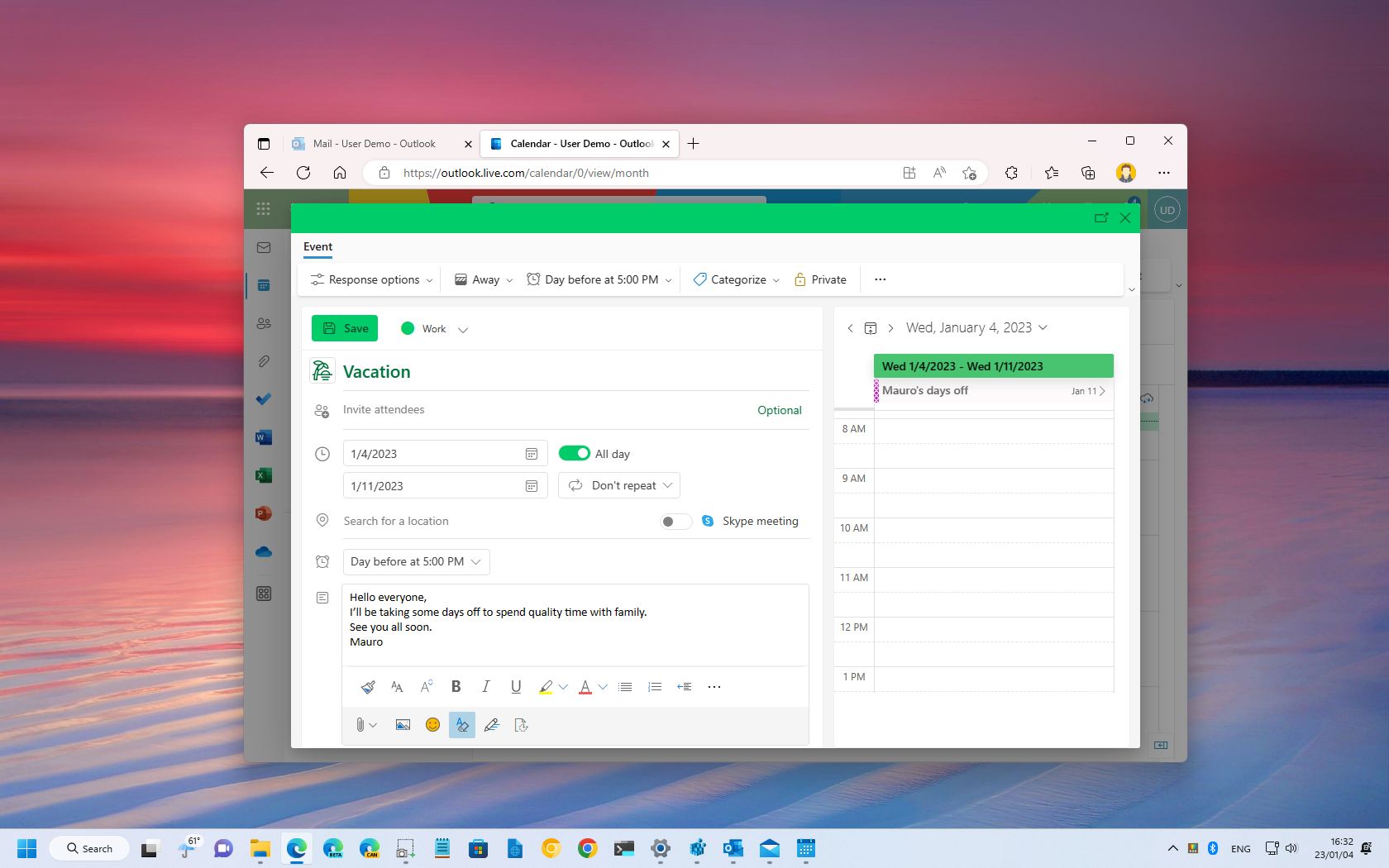 Arriba 57 Imagen Outlook Calendar Show Out Of Office Abzlocal mx