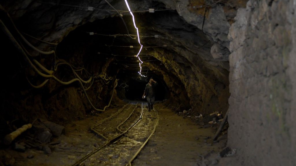 A dark tunnel in the Bulqizë chromium mine in Albania.