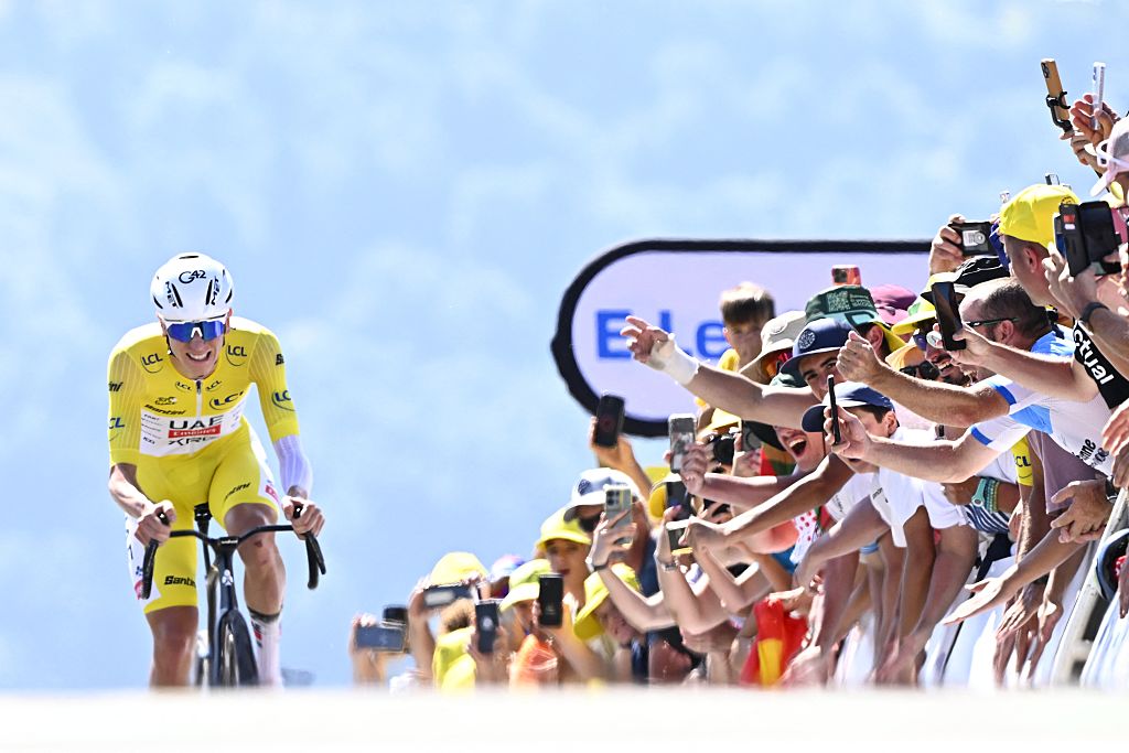 Slovenian Tadej Pogacar of UAE Team Emirates pictured at the finish of stage 13 of the 2025 Tour de France cycling race, an 11km individual time trial from Loudenvielle to Peyragudes, on Friday 18 July 2025 in France. The 112th edition of the Tour de France starts on Saturday 5 July in Lille, France, and will finish in Paris, France on the 27th of July.
BELGA PHOTO JASPER JACOBS (Photo by JASPER JACOBS / BELGA MAG / Belga via AFP)