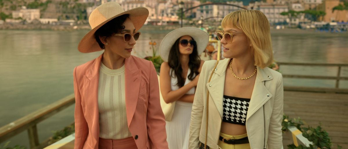 Lauren Patten, Pardis Saremi and Violett Beane in Death and Other Details