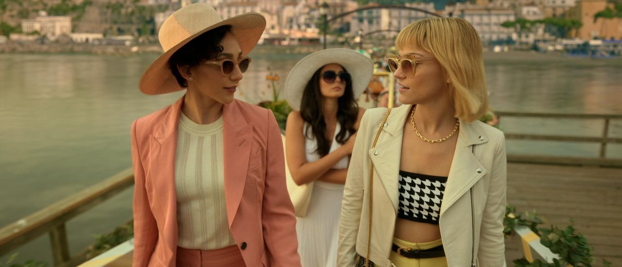 Lauren Patten, Pardis Saremi and Violett Beane in Death and Other Details
