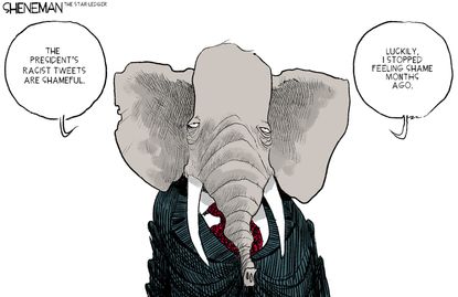 Political Cartoon U.S. Republicans Shameless Trump Tweets