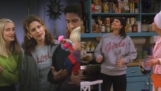 Susan and Monica wearing the "girls" sweater