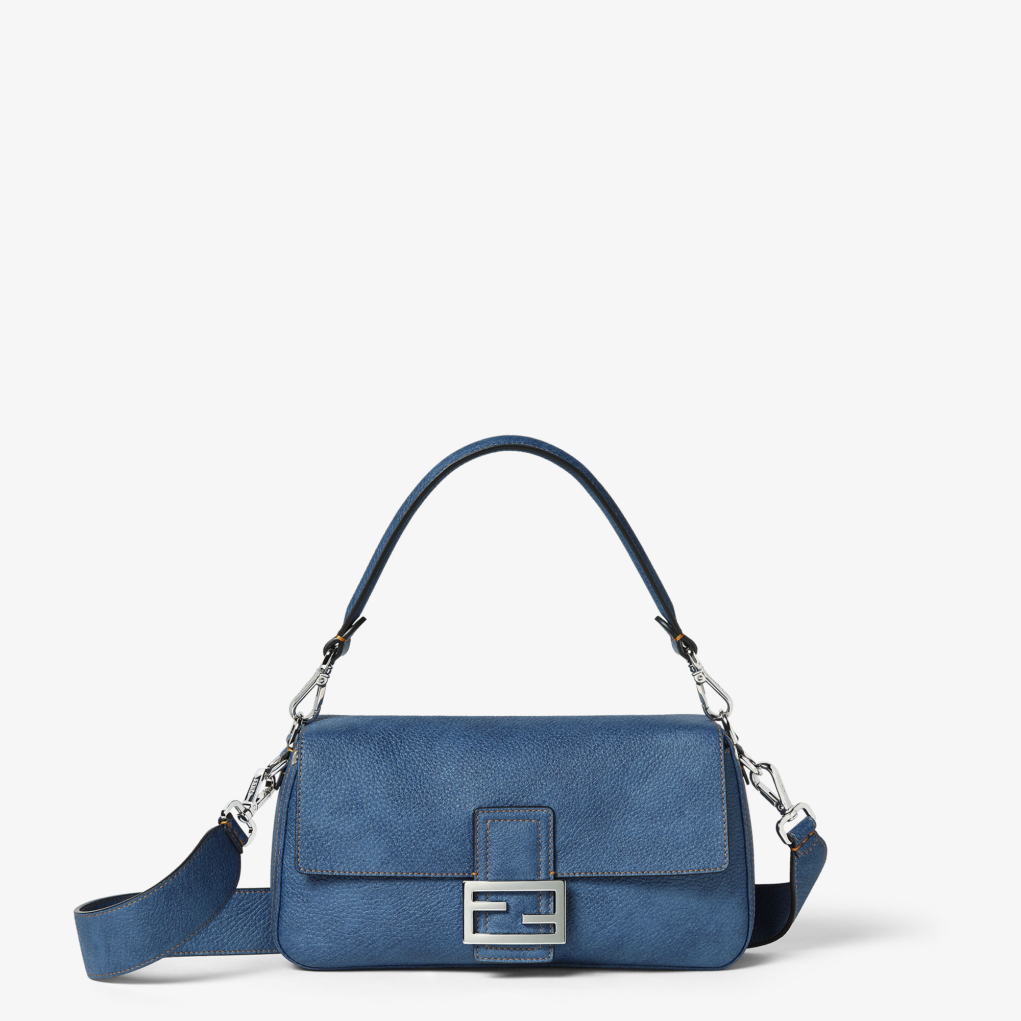 Baguettedenim-Effect Blue Leather Bag