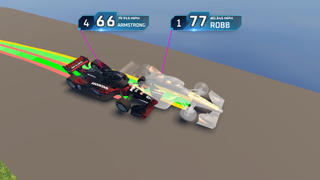 Graphic for coverage of the Indy 500 showing a "ghost car"