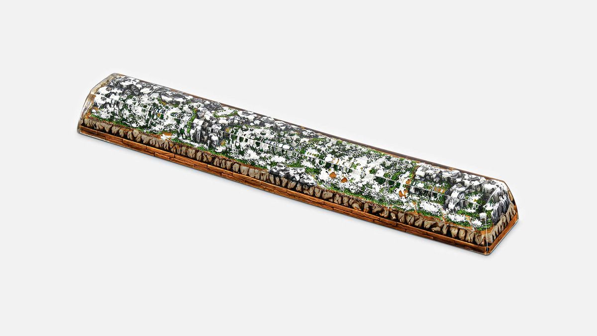 Jellykey Born of Forest series spacebar keycap depicting a forest scene