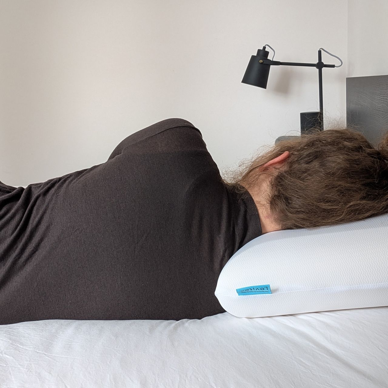 The Levitex Sleep Posture Pillow being tested