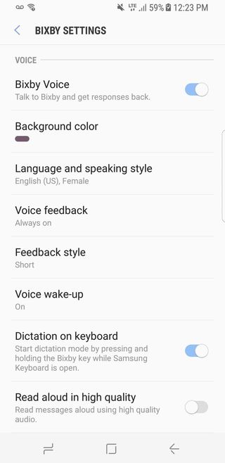 Bixby Voice's settings panel seems limited in its beta state.