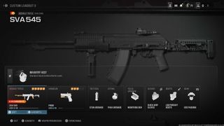 The SVA 545 assault rifle in the loadout menu