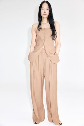 Wide Linen-Blend Trousers